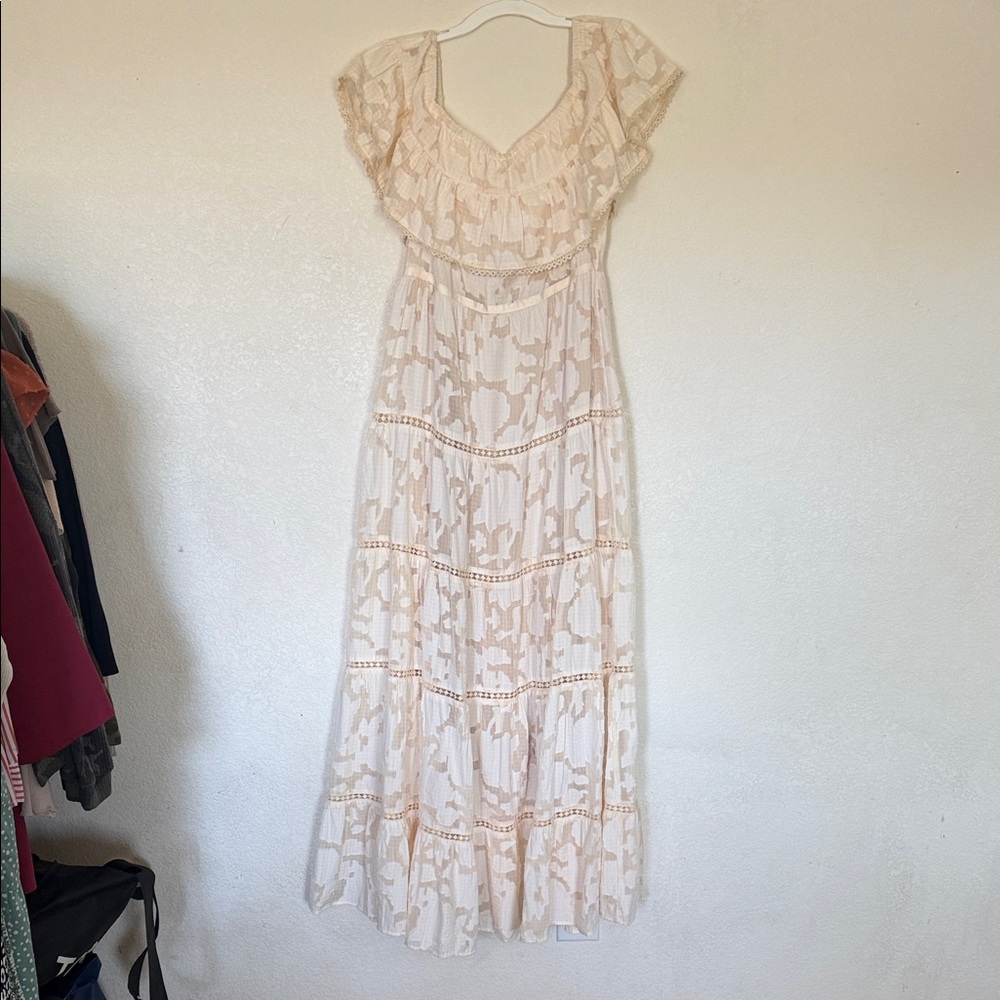 Bohemian Cream Lace Tiered Maxi Dress